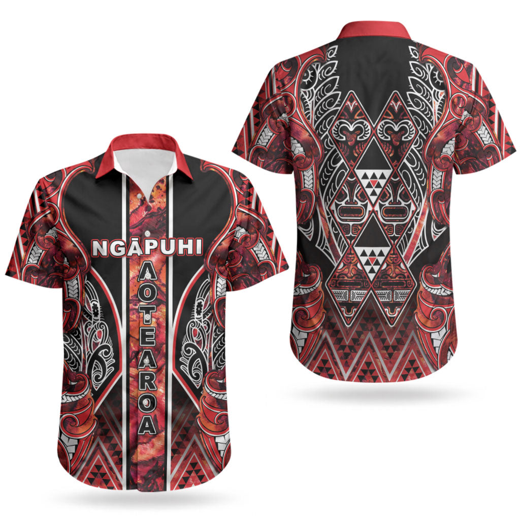 Aotearoa Ngapuhi Couples Matching Mermaid Dress and Hawaiian Shirt Maori Red Tribal Paua Shell Pattern DT05 - Polynesian Pride