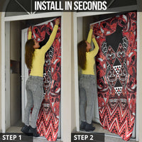 Aotearoa Ngapuhi Door Cover Maori Red Tribal Paua Shell Pattern DT05 - Polynesian Pride