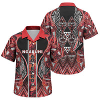 Aotearoa Ngapuhi Family Matching Short Sleeve Bodycon Dress and Hawaiian Shirt Maori Red Tribal Paua Shell Pattern DT05 Son's Shirt Red - Polynesian Pride