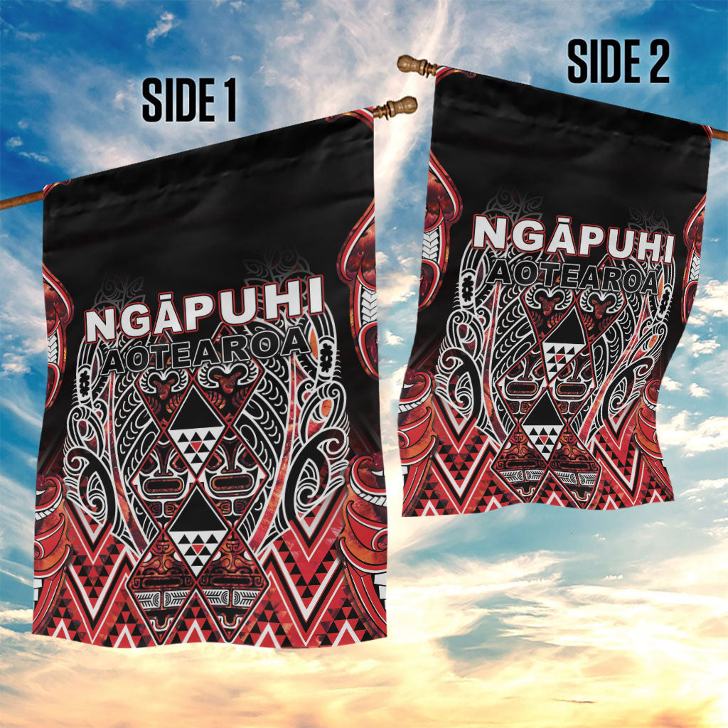Aotearoa Ngapuhi Garden Flag Maori Red Tribal Paua Shell Pattern DT05 - Polynesian Pride
