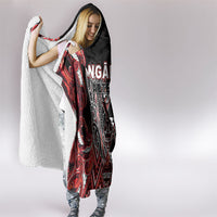 Aotearoa Ngapuhi Hooded Blanket Maori Red Tribal Paua Shell Pattern DT05 - Polynesian Pride