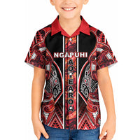 Aotearoa Ngapuhi Kid Hawaiian Shirt Maori Red Tribal Paua Shell Pattern DT05 Kid Red - Polynesian Pride