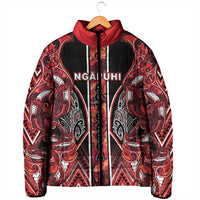 Aotearoa Ngapuhi Padded Jacket Maori Red Tribal Paua Shell Pattern DT05 - Polynesian Pride