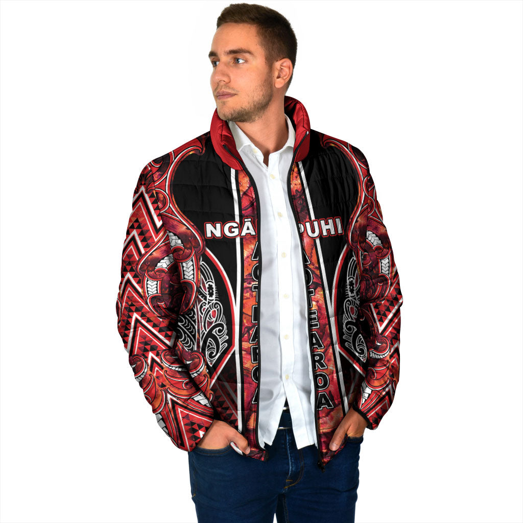 Aotearoa Ngapuhi Padded Jacket Maori Red Tribal Paua Shell Pattern DT05 - Polynesian Pride