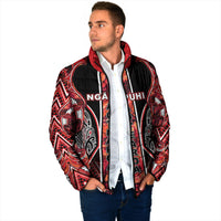 Aotearoa Ngapuhi Padded Jacket Maori Red Tribal Paua Shell Pattern DT05 - Polynesian Pride
