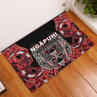 Aotearoa Ngapuhi Rubber Doormat Maori Red Tribal Paua Shell Pattern DT05 - Polynesian Pride