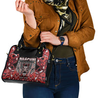 Aotearoa Ngapuhi Shoulder Handbag Maori Red Tribal Paua Shell Pattern DT05 - Polynesian Pride