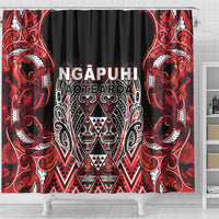 Aotearoa Ngapuhi Shower Curtain Maori Red Tribal Paua Shell Pattern DT05 - Polynesian Pride