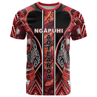 Aotearoa Ngapuhi T Shirt Maori Red Tribal Paua Shell Pattern DT05 Red - Polynesian Pride