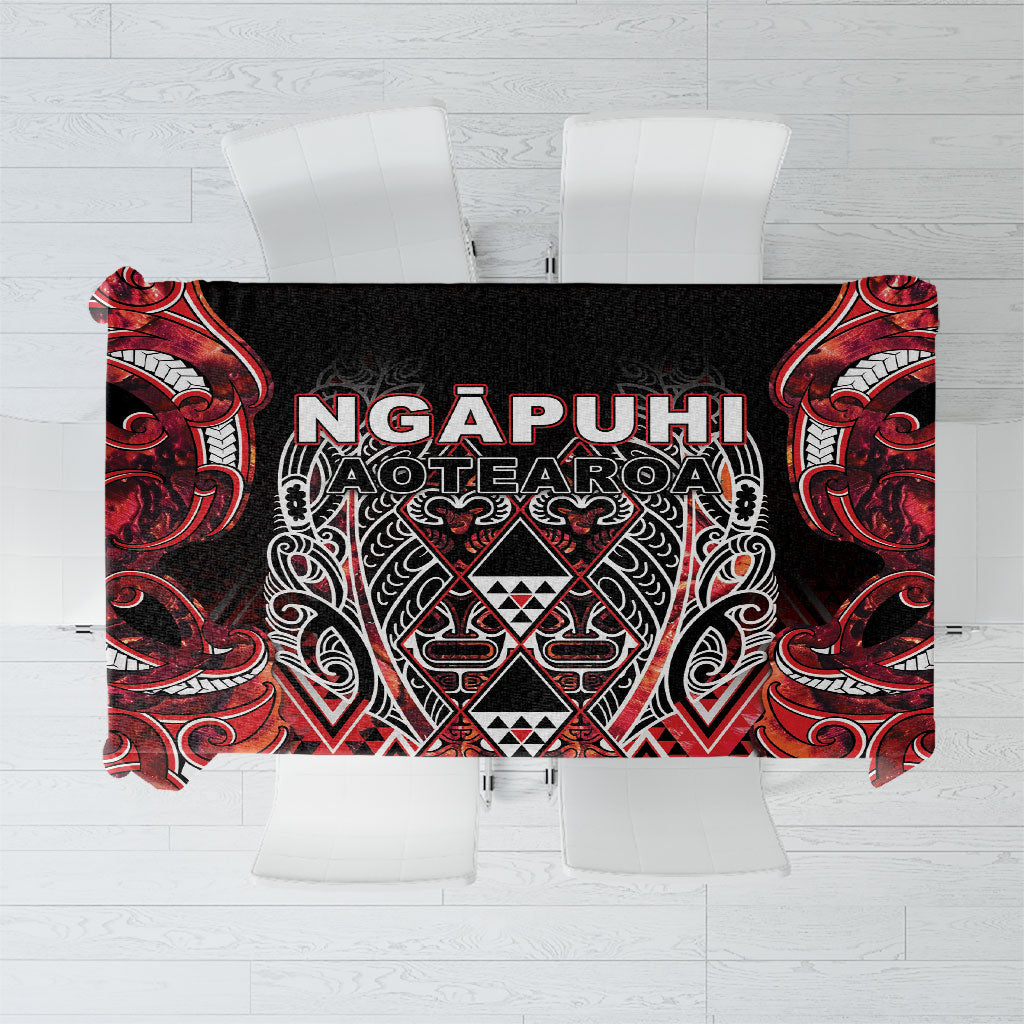 Aotearoa Ngapuhi Tablecloth Maori Red Tribal Paua Shell Pattern DT05 Red - Polynesian Pride