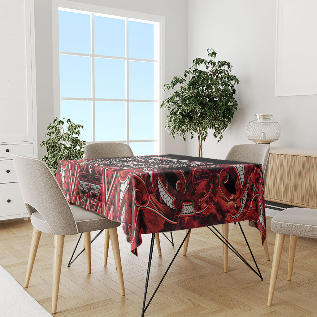 Aotearoa Ngapuhi Tablecloth Maori Red Tribal Paua Shell Pattern DT05 - Polynesian Pride