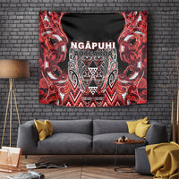 Aotearoa Ngapuhi Tapestry Maori Red Tribal Paua Shell Pattern DT05 Red - Polynesian Pride