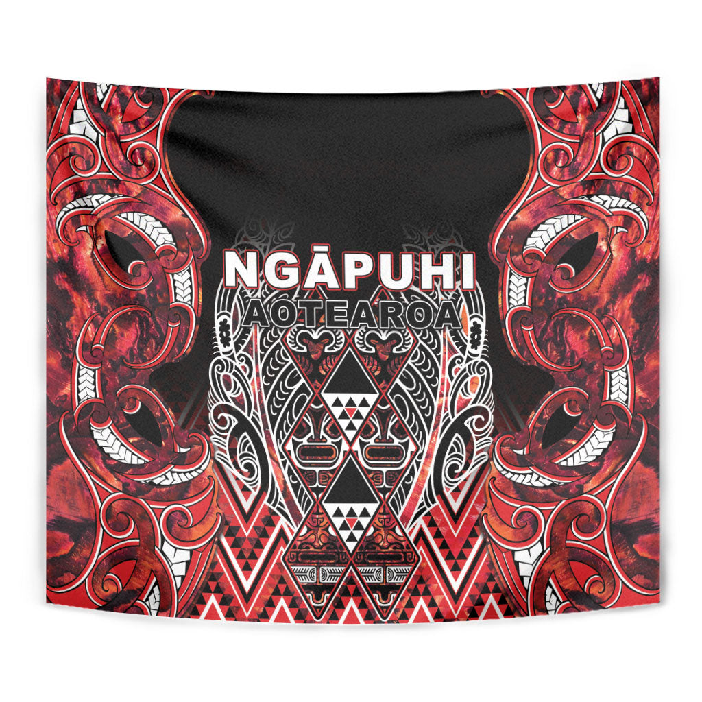 Aotearoa Ngapuhi Tapestry Maori Red Tribal Paua Shell Pattern DT05 - Polynesian Pride