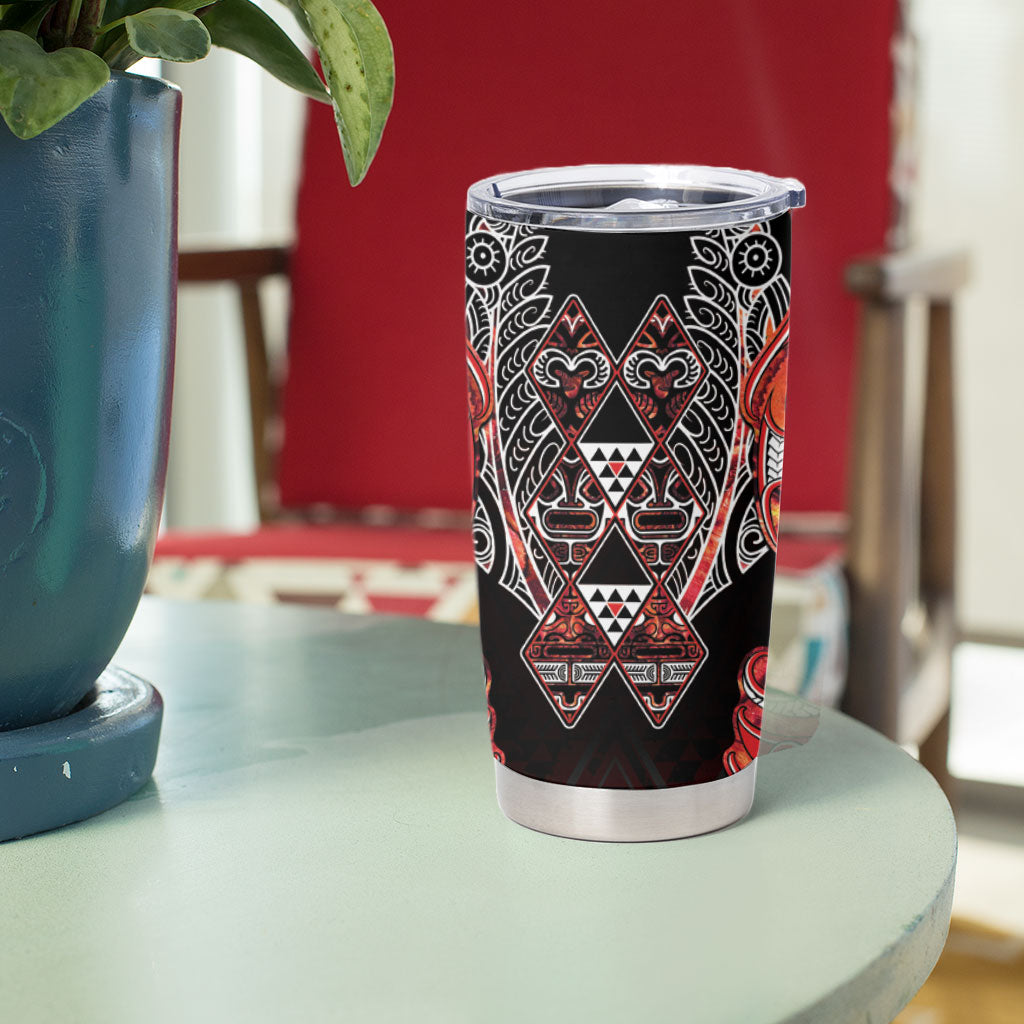 Aotearoa Ngapuhi Tumbler Cup Maori Red Tribal Paua Shell Pattern DT05 - Polynesian Pride