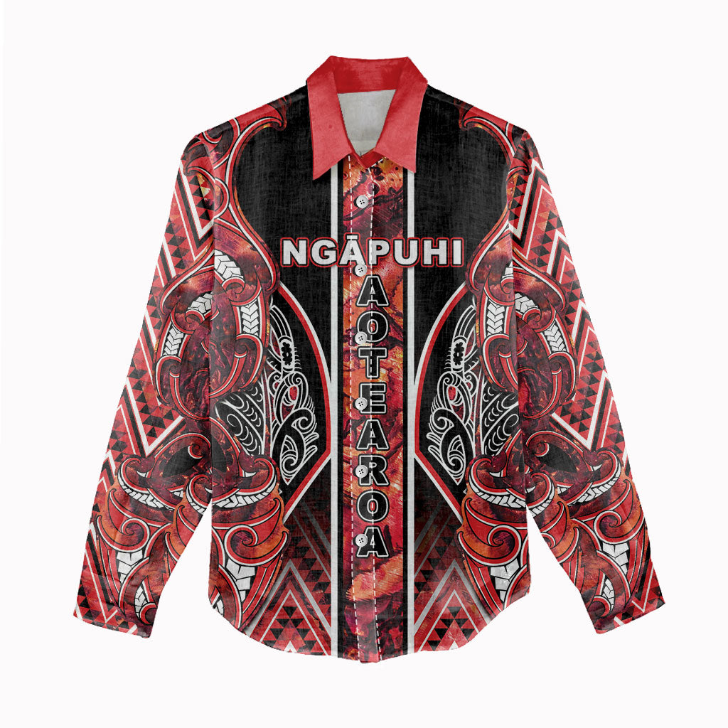 Aotearoa Ngapuhi Women Casual Shirt Maori Red Tribal Paua Shell Pattern DT05 - Polynesian Pride