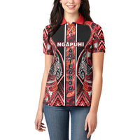 Aotearoa Ngapuhi Women Polo Shirt Maori Red Tribal Paua Shell Pattern DT05 - Polynesian Pride