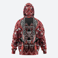 Aotearoa Ngapuhi Zip Hoodie Maori Red Tribal Paua Shell Pattern DT05 - Polynesian Pride