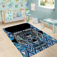Aotearoa Ngati Porou Area Rug Maori Light Blue Tribal Paua Shell Pattern DT05 - Polynesian Pride