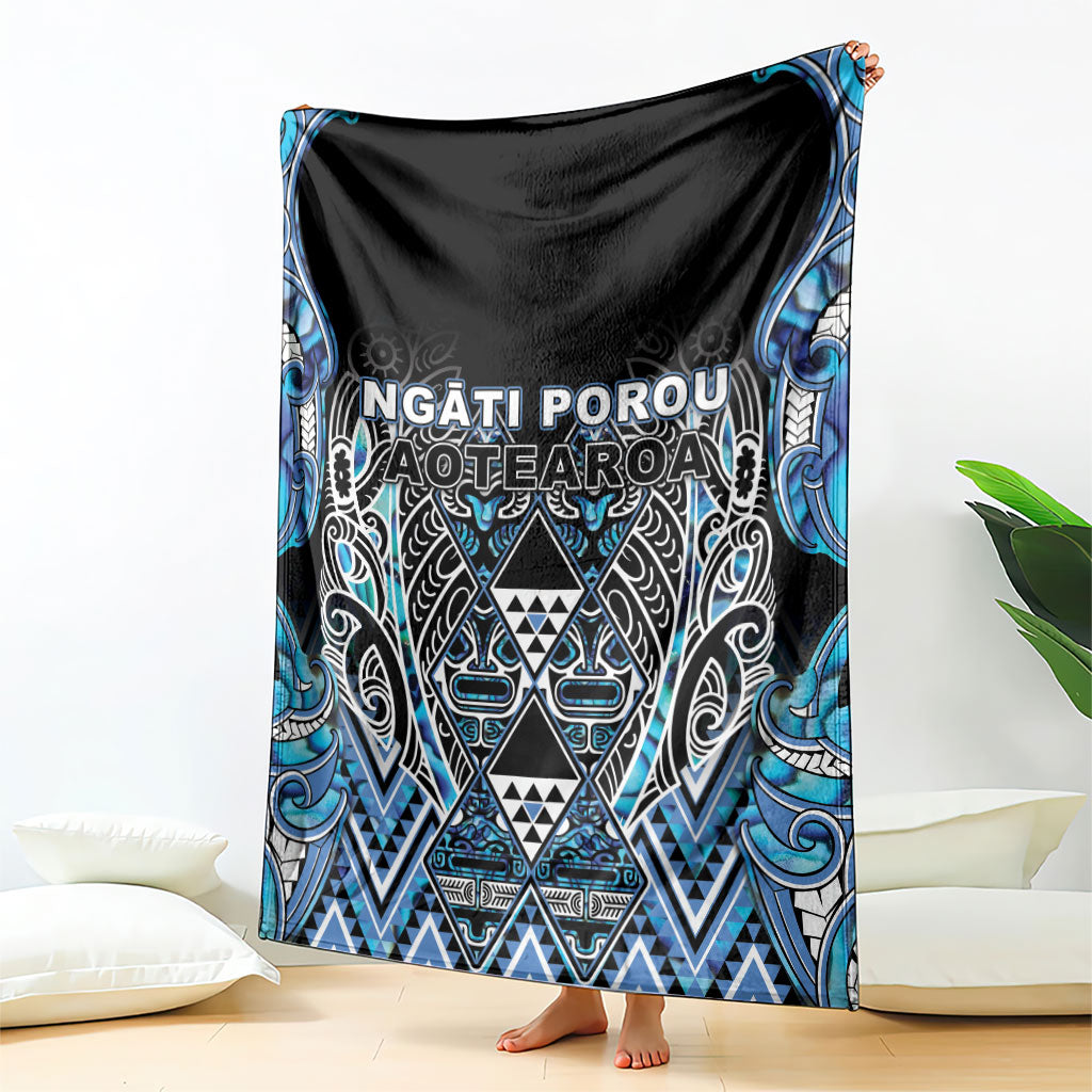 Aotearoa Ngati Porou Blanket Maori Light Blue Tribal Paua Shell Pattern DT05 - Polynesian Pride