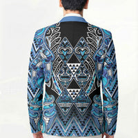 Aotearoa Ngati Porou Blazer Maori Light Blue Tribal Paua Shell Pattern DT05 - Polynesian Pride