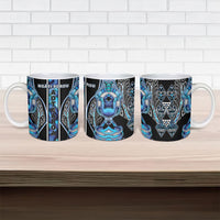 Aotearoa Ngati Porou Ceramic Mug Maori Light Blue Tribal Paua Shell Pattern DT05 - Polynesian Pride