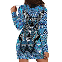 Aotearoa Ngati Porou Hoodie Dress Maori Light Blue Tribal Paua Shell Pattern DT05 - Polynesian Pride