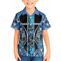 Aotearoa Ngati Porou Kid Hawaiian Shirt Maori Light Blue Tribal Paua Shell Pattern DT05 Kid Blue - Polynesian Pride