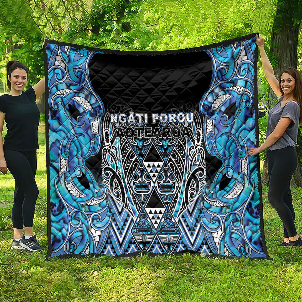 Aotearoa Ngati Porou Quilt Maori Light Blue Tribal Paua Shell Pattern DT05 - Polynesian Pride