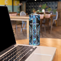 Aotearoa Ngati Porou Skinny Tumbler Maori Light Blue Tribal Paua Shell Pattern DT05 - Polynesian Pride