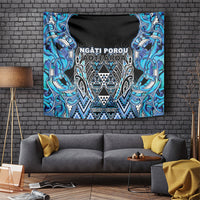 Aotearoa Ngati Porou Tapestry Maori Light Blue Tribal Paua Shell Pattern DT05 Blue - Polynesian Pride