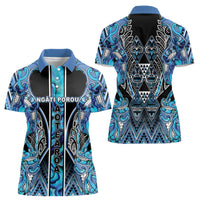 Aotearoa Ngati Porou Women Polo Shirt Maori Light Blue Tribal Paua Shell Pattern DT05 - Polynesian Pride