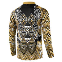 Aotearoa Waikato Tainui Button Sweatshirt Maori Light Gold Tribal Paua Shell Pattern DT05 - Polynesian Pride