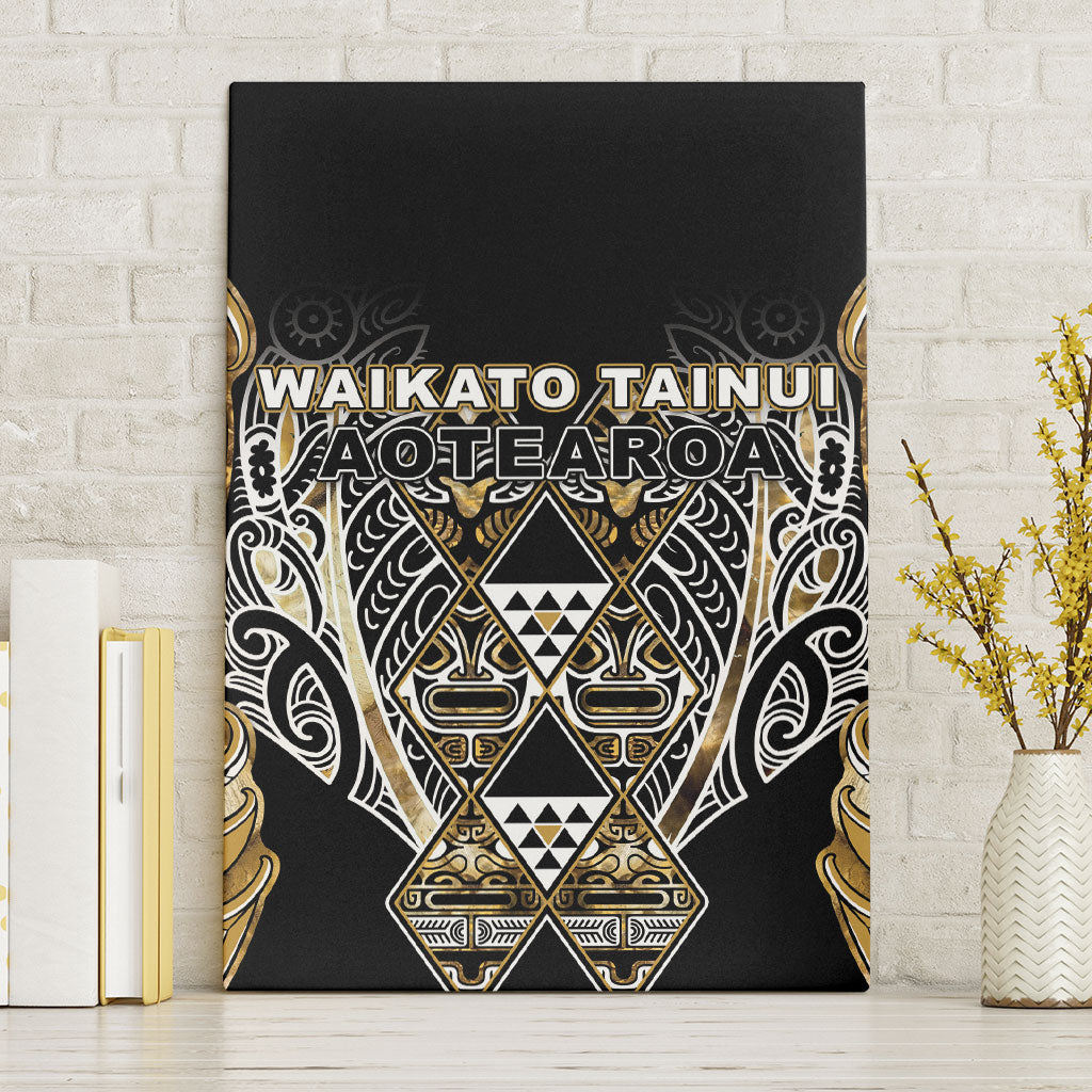 Aotearoa Waikato Tainui Canvas Wall Art Maori Light Gold Tribal Paua Shell Pattern