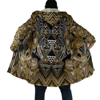 Aotearoa Waikato Tainui Cloak Maori Light Gold Tribal Paua Shell Pattern DT05 - Polynesian Pride