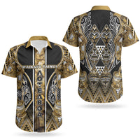 Aotearoa Waikato Tainui Couples Matching Mermaid Dress and Hawaiian Shirt Maori Light Gold Tribal Paua Shell Pattern DT05 - Polynesian Pride