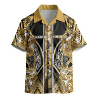 Aotearoa Waikato Tainui Kid Hawaiian Shirt Maori Light Gold Tribal Paua Shell Pattern DT05 - Polynesian Pride
