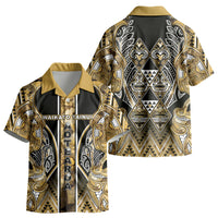 Aotearoa Waikato Tainui Kid Hawaiian Shirt Maori Light Gold Tribal Paua Shell Pattern DT05 - Polynesian Pride
