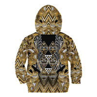 Aotearoa Waikato Tainui Kid Hoodie Maori Light Gold Tribal Paua Shell Pattern DT05 - Polynesian Pride