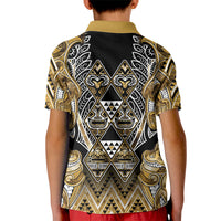 Aotearoa Waikato Tainui Kid Polo Shirt Maori Light Gold Tribal Paua Shell Pattern DT05 - Polynesian Pride