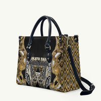 Aotearoa Waikato Tainui Leather Bag Maori Light Gold Tribal Paua Shell Pattern DT05 Yellow - Polynesian Pride