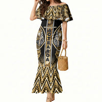 Aotearoa Waikato Tainui Mermaid Dress Maori Light Gold Tribal Paua Shell Pattern DT05 Women Yellow - Polynesian Pride