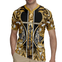 Aotearoa Waikato Tainui Rugby Jersey Maori Light Gold Tribal Paua Shell Pattern DT05 - Polynesian Pride