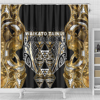 Aotearoa Waikato Tainui Shower Curtain Maori Light Gold Tribal Paua Shell Pattern DT05 - Polynesian Pride