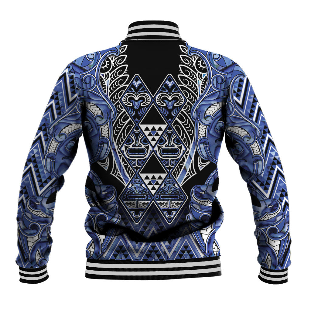Aotearoa Ngati Kahungunu Baseball Jacket Maori Tribal Blue Paua Shell Pattern DT05 - Polynesian Pride