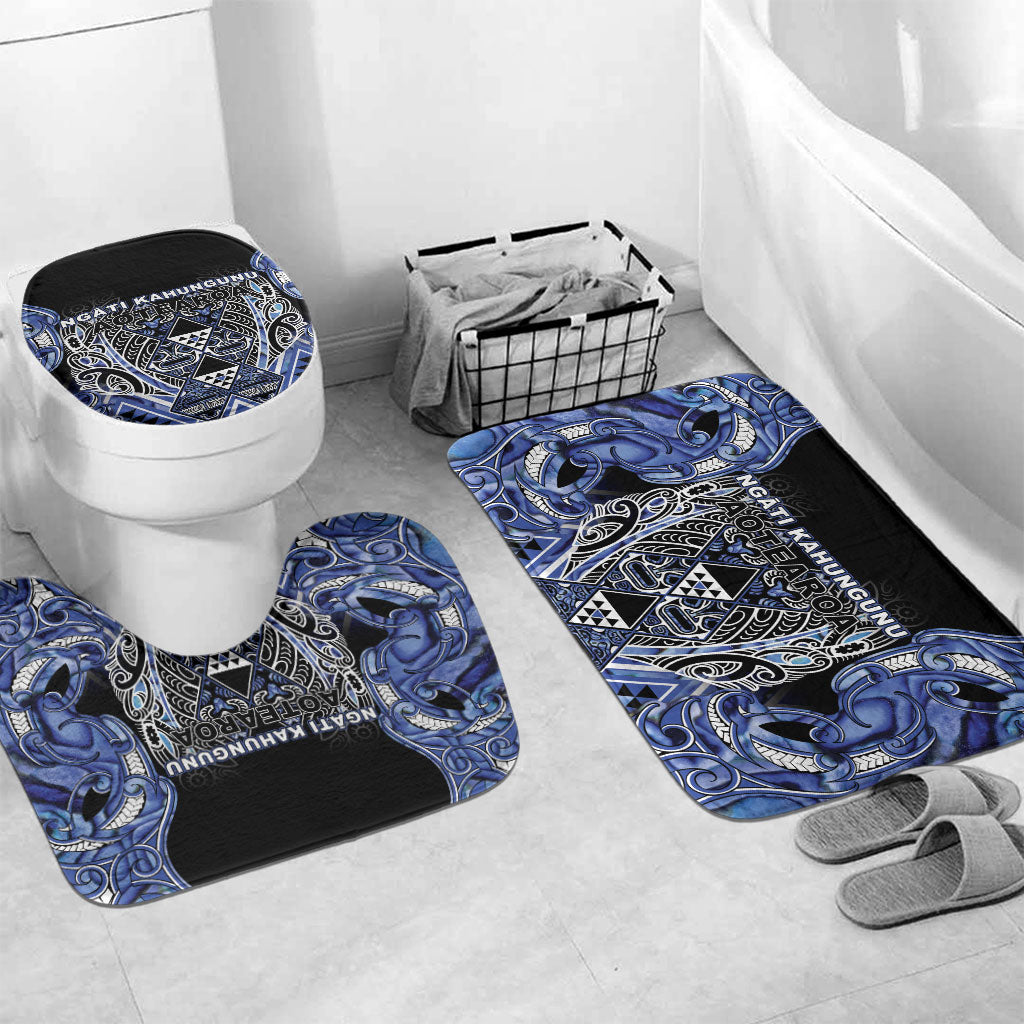 Aotearoa Ngati Kahungunu Bathroom Set Maori Tribal Blue Paua Shell Pattern DT05 Mat Set Only (3 pcs) One Size Blue - Polynesian Pride