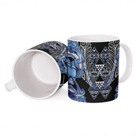 Aotearoa Ngati Kahungunu Ceramic Mug Maori Tribal Blue Paua Shell Pattern DT05 - Polynesian Pride
