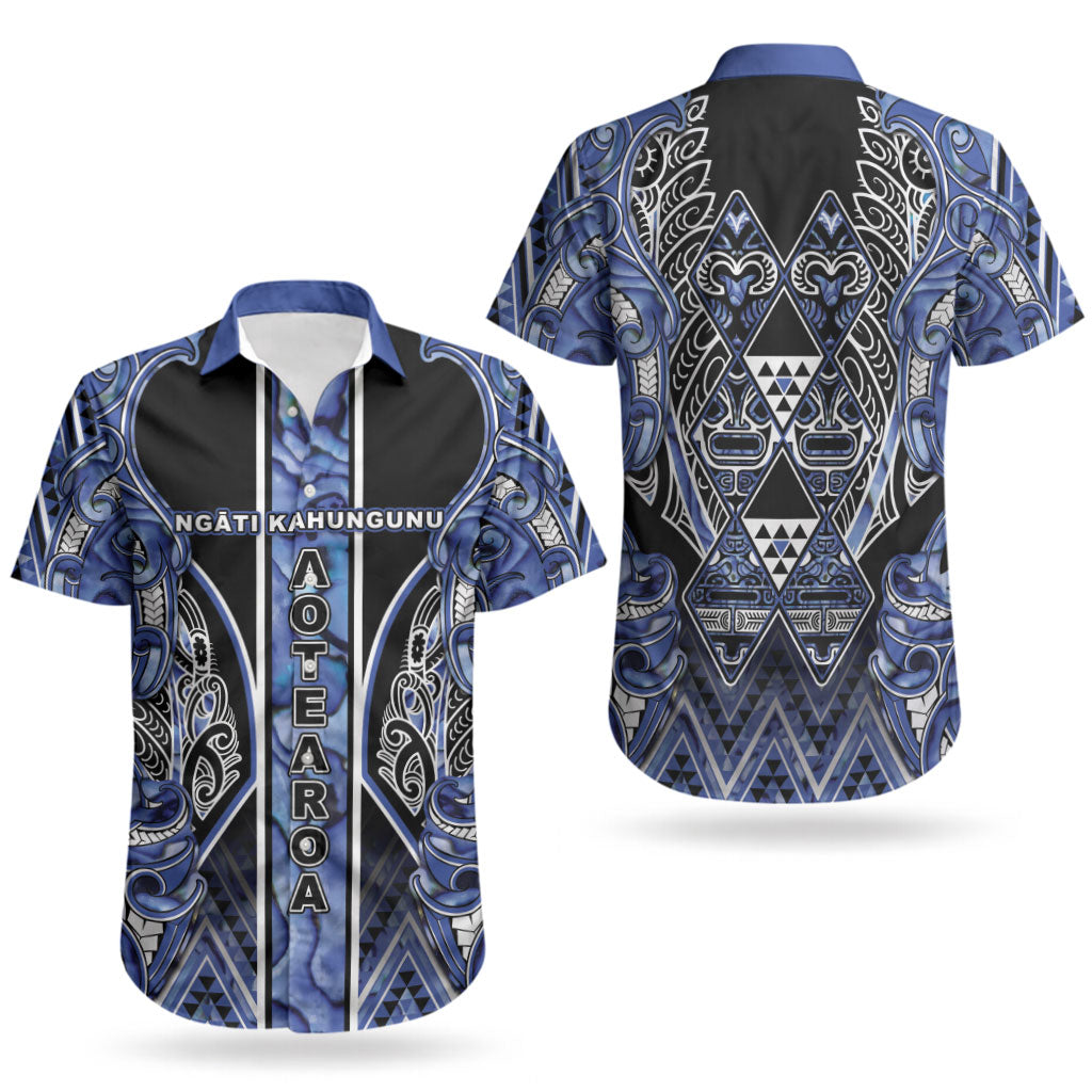 Aotearoa Ngati Kahungunu Couples Matching Mermaid Dress and Hawaiian Shirt Maori Tribal Blue Paua Shell Pattern DT05 - Polynesian Pride