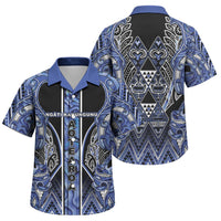 Aotearoa Ngati Kahungunu Family Matching Off The Shoulder Long Sleeve Dress and Hawaiian Shirt Maori Tribal Blue Paua Shell Pattern DT05 Son's Shirt Blue - Polynesian Pride