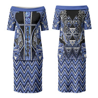 Aotearoa Ngati Kahungunu Family Matching Puletasi and Hawaiian Shirt Maori Tribal Blue Paua Shell Pattern DT05 Mom's Dress Blue - Polynesian Pride