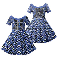 Aotearoa Ngati Kahungunu Family Matching Summer Maxi Dress and Hawaiian Shirt Maori Tribal Blue Paua Shell Pattern DT05 Daughter's Dress Blue - Polynesian Pride